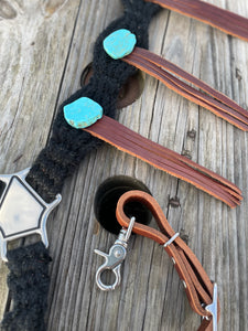 Turquoise Stone Conchos & Poppers Breast Collar