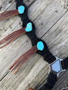 Turquoise Stone Conchos & Poppers Breast Collar