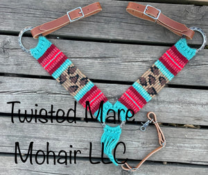 Turquoise & Red Serape Cheetah Breast Collar