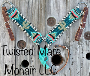 Teal Serape Cactus Breast Collar