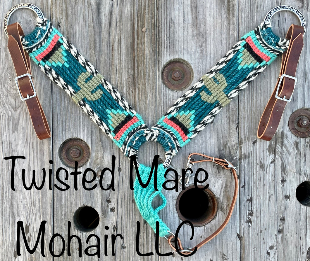 Teal Serape Cactus Breast Collar