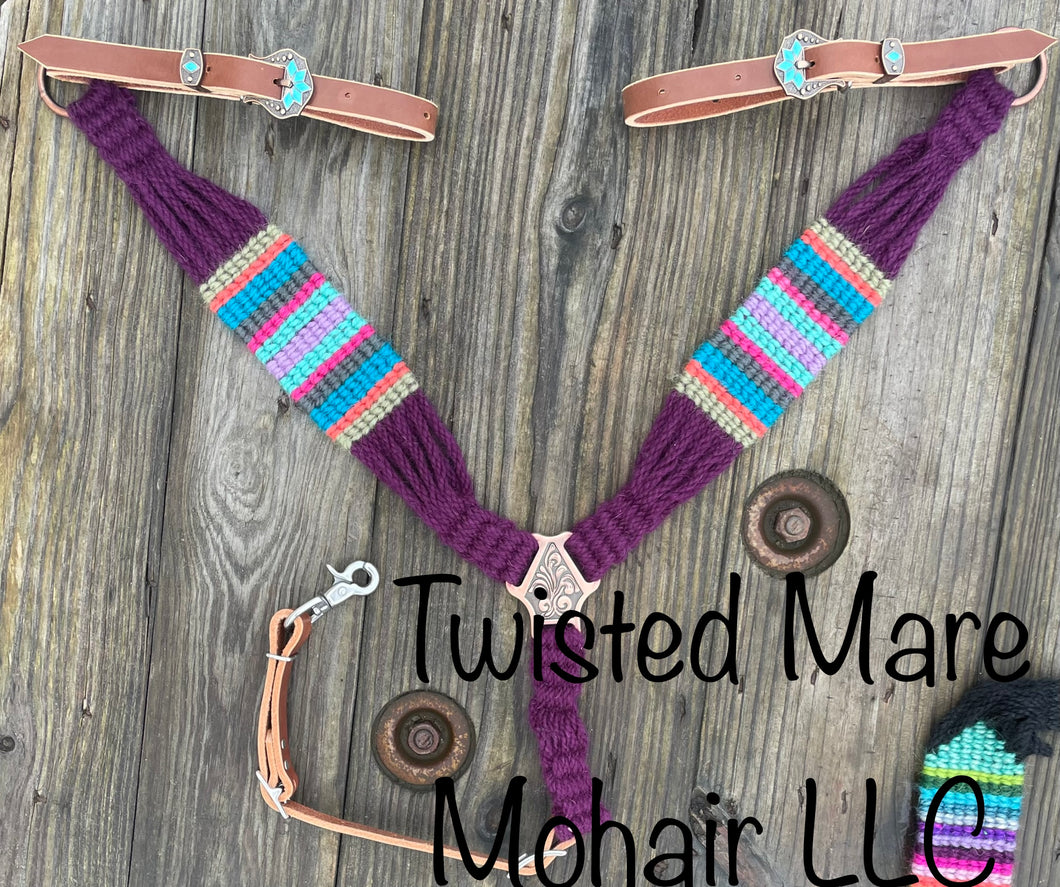 Copper Purple Serape Roper Breast Collar