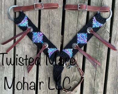 Tie Dye Conchos & Poppers Breast Collar