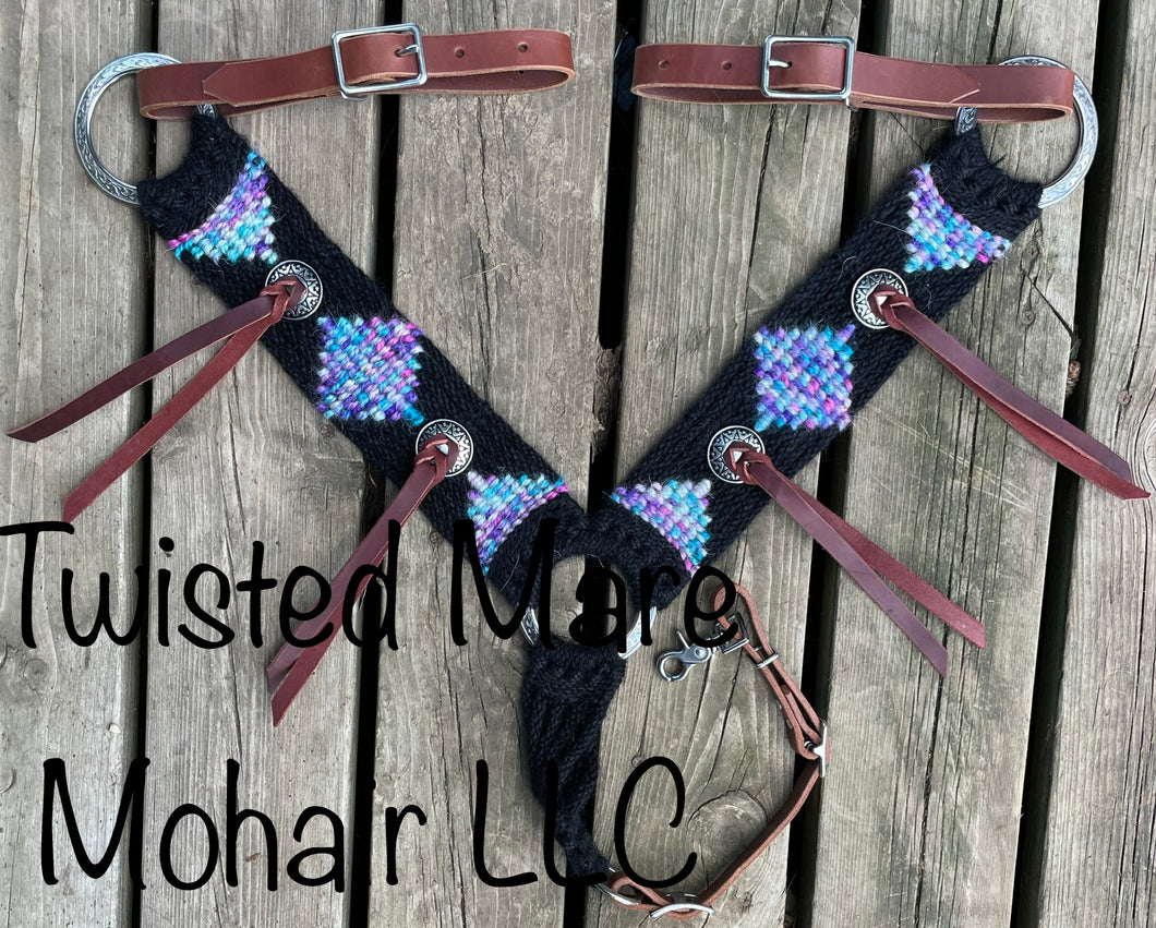 Tie Dye Conchos & Poppers Breast Collar